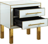 Gigi Contemporary Side Table with Gold Stainless Steel Legs & White Glass, Stylish Storage Solution