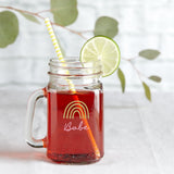 12 oz. Mason Jar Mug with Lid - Boho Rainbow Babe (Set of 6)