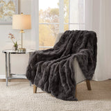 Faux Fur Velvet Throw, Fleece Blanket, Soft and Fluffy, Gray