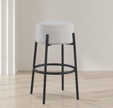 Avalon Contemporary Bar Stool with Matte Black Iron Frame - Stylish Addition for Modern Homes