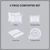 Cotton Sateen Luxury Comforter/Duvet Cover Set, Navy/White