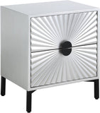 Glitz Glamorous Contemporary Side Table with Starburst Design and Matte Black Hardware Accent