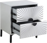 Glitz Glamorous Contemporary Side Table with Starburst Design and Matte Black Hardware Accent