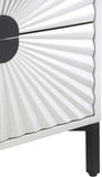 Glitz Glamorous Contemporary Side Table with Starburst Design and Matte Black Hardware Accent