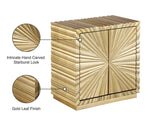 Golda Gold Leaf Side Table - Chic Hand-Carved Starburst Design for Modern Décor, 24" W x 16" D x 26" H