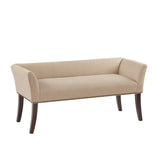 49.5" Upholstered Bench with Back & Wood Legs, Tan