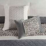 5 Piece Textured Jacquard Stripe Comforter Set, Grey