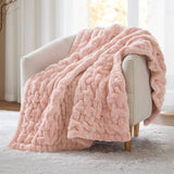 Warm Soft Ruched 50x60" Throw Blanket, Blush Pink
