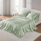 Wrinkle-Free Solid Satin Luxury Sheet Set, Sage