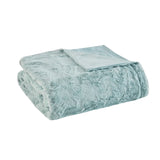 Oversized 60x70" Faux Fur Throw Blanket, Light Blue