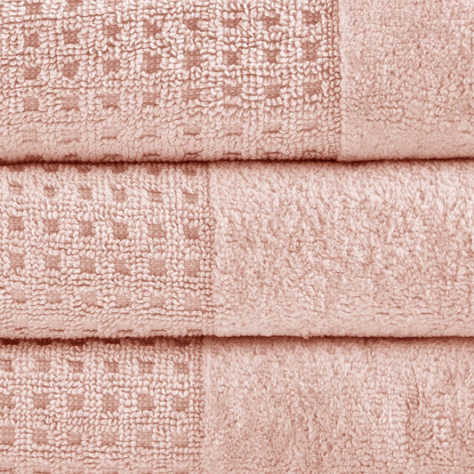 Spa Waffle 6-Piece Bath Towel Set [Certified], Pink
