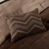 Palizzate Suede 7PC Comforter/6PC Duvet Cover Set, Brown