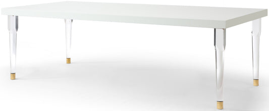 Bethany Contemporary Dining Table with Glossy Finish and Clear Acrylic Legs for Elegant Spaces