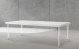 Bethany Contemporary Dining Table with Glossy Finish and Clear Acrylic Legs for Elegant Spaces