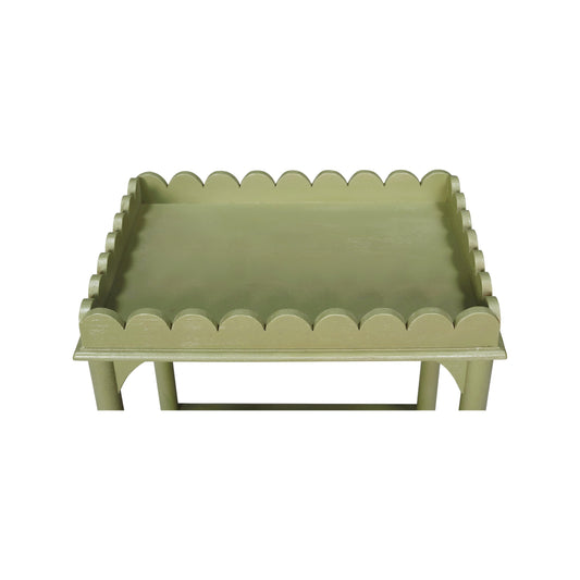 Scalloped Rectangle Side Table Green