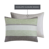 Stripe Modern Comforter Set with Bed Sheets, Green/Grey
