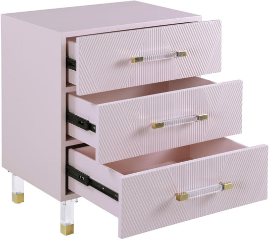 Anastasia Acrylic Contemporary Side Table - Stylish Three-Drawer Organizer for Modern Bedrooms