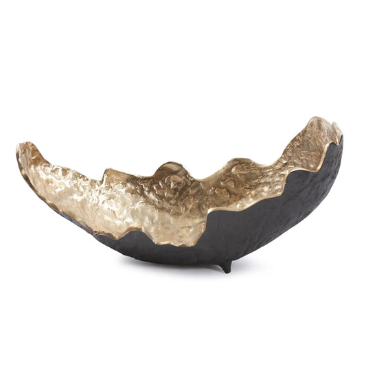Cracked Edge Ebony Tray with Gold Interior- Large