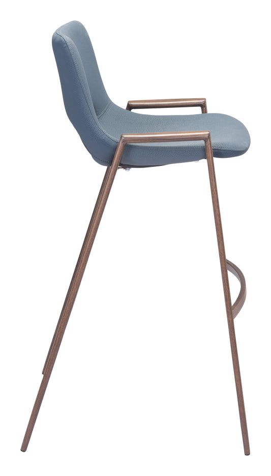 Desi Barstool (Set of 2) Azure Gray & Walnut
