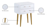 Zane Elegant White Lacquer Side Table with Gold Legs & Acrylic Handles for Contemporary Spaces