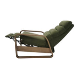Mid-Century Wood Framed Push Back Recliner, Green*