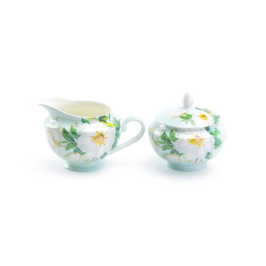 Gracie Bone China Magnolia Sugar & Creamer Set