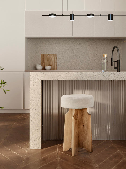 Jasper Counter Stool in Cream Boucle - Stylish Mid Century Design with Solid White Oak Frame