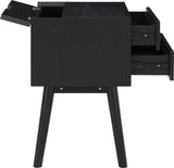 Teddy Contemporary Nightstand with USB Ports, Stylish Wood Grain Finish & Modern Stainless Steel Accents