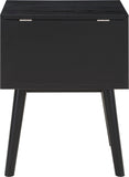 Teddy Contemporary Nightstand with USB Ports, Stylish Wood Grain Finish & Modern Stainless Steel Accents