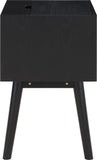 Teddy Contemporary Nightstand with USB Ports, Stylish Wood Grain Finish & Modern Stainless Steel Accents