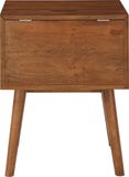 Teddy Contemporary Nightstand with USB Ports, Stylish Wood Grain Finish & Modern Stainless Steel Accents