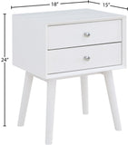 Teddy Contemporary Nightstand with USB Ports, Stylish Wood Grain Finish & Modern Stainless Steel Accents