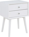 Teddy Contemporary Nightstand with USB Ports, Stylish Wood Grain Finish & Modern Stainless Steel Accents