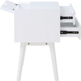 Teddy Contemporary Nightstand with USB Ports, Stylish Wood Grain Finish & Modern Stainless Steel Accents