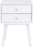 Teddy Contemporary Nightstand with USB Ports, Stylish Wood Grain Finish & Modern Stainless Steel Accents