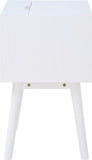 Teddy Contemporary Nightstand with USB Ports, Stylish Wood Grain Finish & Modern Stainless Steel Accents