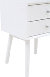 Teddy Contemporary Nightstand with USB Ports, Stylish Wood Grain Finish & Modern Stainless Steel Accents