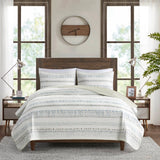 Farmhouse Microfiber Seersucker 3-Piece Quilt Set, Taupe