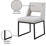 Jayce Modern Dining Chair Set of 2 - Plush Upholstered with Stylish Matte Black Iron Base for Comfort