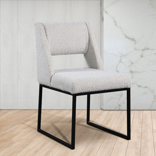 Jayce Modern Dining Chair Set of 2 - Plush Upholstered with Stylish Matte Black Iron Base for Comfort
