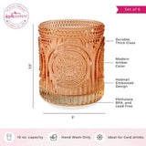 10oz Rose Gold Ribbed Floral Drinking Glass Set