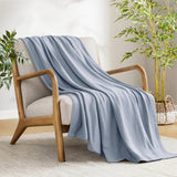 Diamond Jacquard Soft Bamboo Cotton Blanket, Light Blue