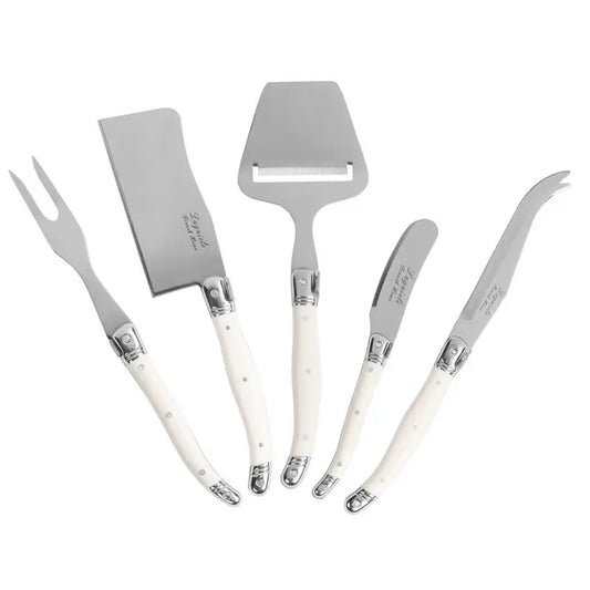 5-Piece Laguiole Cheese Knife & Slicer Set Faux Ivory Handle