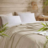 Diamond Jacquard Soft Bamboo Cotton Blanket, Khaki
