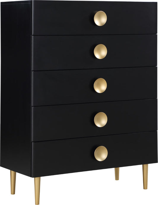 Zayne Contemporary Engineered Wood Chest with Gold Accents for Modern Home Décor and Style