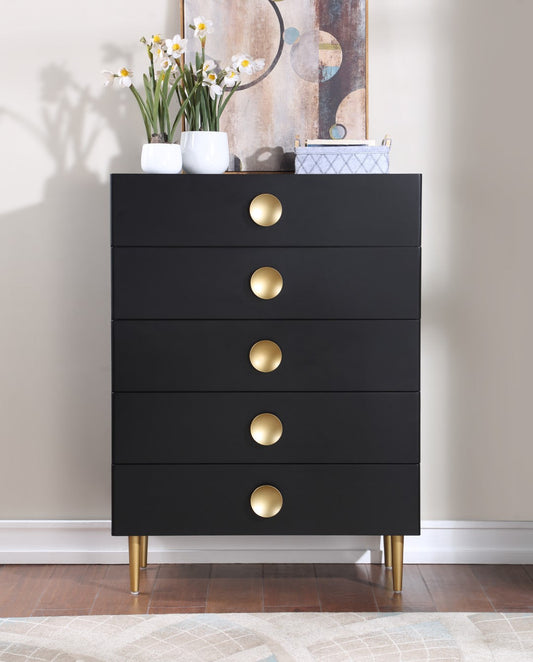 Zayne Contemporary Engineered Wood Chest with Gold Accents for Modern Home Décor and Style