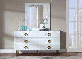 Zayne Engineered Wood Contemporary Dresser with Elegant Gold Accents for Modern Home Décor