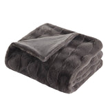 Faux Fur Velvet Throw, Fleece Blanket, Soft and Fluffy, Gray