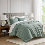 Wholesale Waffle Weave Textured All Season Comforter Set, Sage Green