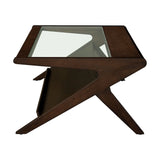 Mid-Century Tempered Glass Top Morocco Brown Coffee Table